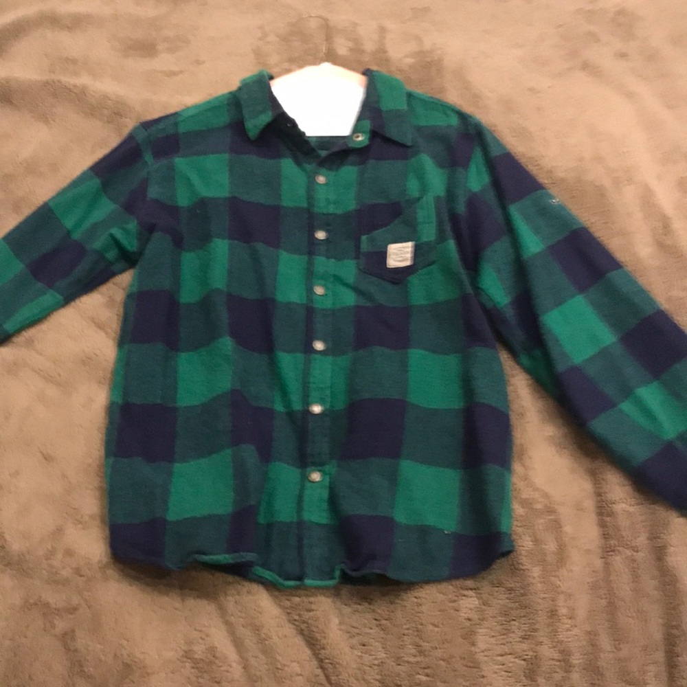 Blue and Green Flannel Shirt